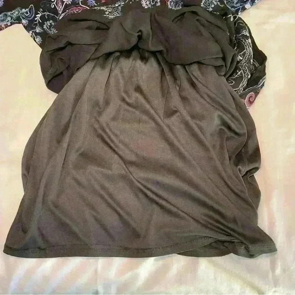 Embroidered ReneeC Black Multicolor Print Boho Maxi Dress Bohemian Peasant Lined - Picture 8 of 9